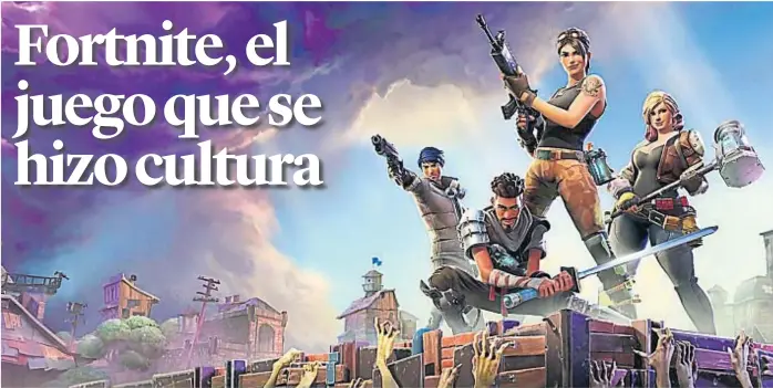  ??  ?? Todos contra todos. Fortnite se juega en red y el objetivo es sobrevivir creando estrategia­s rápidas de defensa y ataque. Es gratuito y se puede jugar en una PC básica o en Play 4.