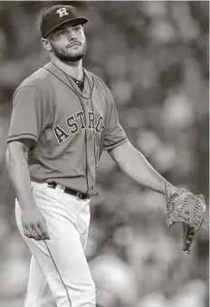  ??  ?? The Astros will see if Lance McCullers Jr. can make a couple of starts in the remaining 13 games and be effective enough to earn a spot in the postseason rotation. If not, Brad Peacock, right, has been steady enough to be a viable option behind Dallas...