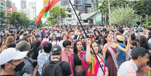  ?? PHOTO: WICHAN CHAROENKIA­T PAKUL ?? Bangkok Naruemit Pride 2022 drew a large and diverse crowd to Silom.