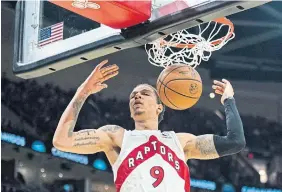  ?? TONY DEJAK THE ASSOCIATED PRESS ?? D.J. Wilson had 15 points in 34 minutes for the Toronto Raptors versus the Cleveland Cavaliers on Sunday despite not practising with the team.