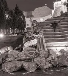  ?? Getty ?? The Church of the Nativity in Bethlehem, Palestine has erected an artwork called ‘Nativity under the Rubble’ this Christmas