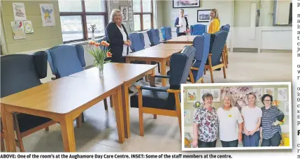  ?? ?? They also provide a one-day dementia specific service in Easkey Day Care
ABOVE: One of the room’s at the Aughamore Day Care Centre. INSET: Some of the staff members at the centre.