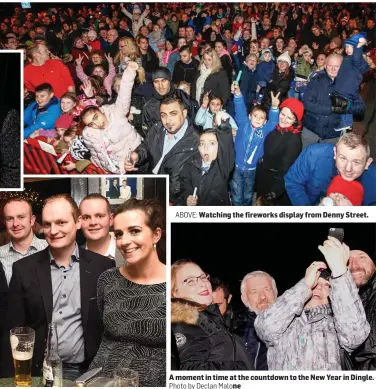  ?? Photo by Declan Malone ?? ABOVE: Watching the fireworks display from Denny Street. A moment in time at the countdown to the New Year in Dingle.