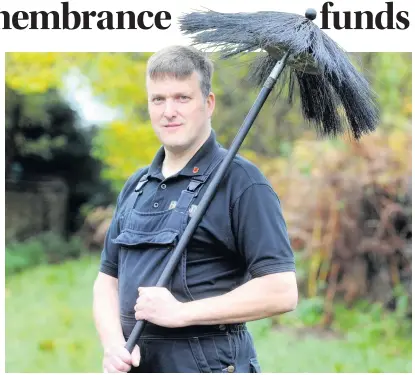  ?? Pictures: Paul Nicholls ?? War Veteran and chimney sweep, Glenn Howat, known as Glenn the Sweep, who is raising money for the Royal British Legion