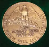  ?? ?? The reverse of the medal features the famous quote from President Roosevelt
