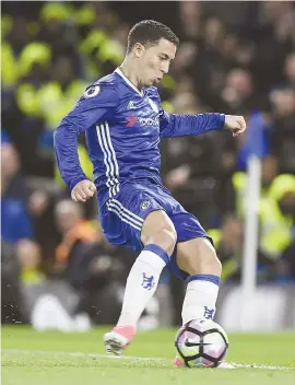  ?? Picture: EPA ?? Chelsea’s Eden Hazard scores a rebound after missing a penalty during their English Premier League clash with Manchester City at Stamford Bridge in London last night.