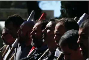  ?? AP/MICHAEL VARAKLAS ?? Protesters march Saturday in Athens during a demonstrat­ion against the visit to Greece by U.S. Secretary of State Mike Pompeo.