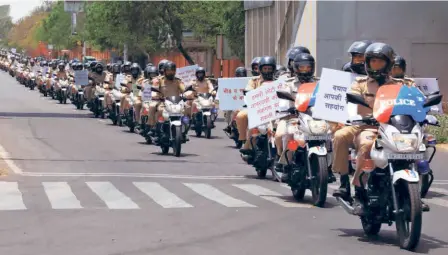  ??  ?? AN AWARENESS RALLY on COVID-19 by the Rajasthan Police in Jaipur on July 2.