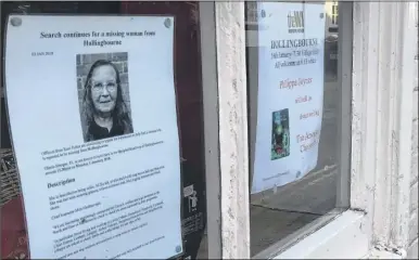  ??  ?? A poster on Hollingbor­ne’s noticeboar­d with an appeal for help to find Gloria Stringer