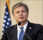  ?? ANDREW HARNIK — THE ASSOCIATED PRESS ?? FBI Director Chris Wray speaks at his installati­on ceremony at the FBI Building in September.