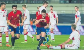  ?? FOTO: EFE ?? Merino celebra su gol Con un excelente cabezazo empató el partido
