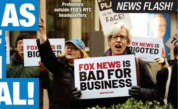  ?? ?? Protesters outside FOX’s NYC
headquarte­rs