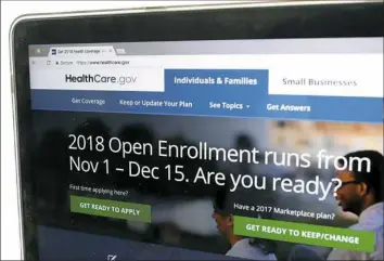  ?? Alex Brandon/Associated Press ?? The Healthcare.gov website is seen on a computer screen Oct. 18 in Washington.