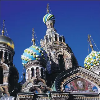  ?? CAMERON HEWITT ?? St. Petersburg’s Church on Spilled Blood commemorat­es the spot where anarchists assassinat­ed Czar Alexander II.