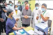  ?? ANI ?? Union Minister of health and family Welfare Dr Harsh Vardhan inspects the dry run of COVID-19 vaccinatio­n program at Omandurar Multi Super Speciality Hospital in Chennai on Friday.