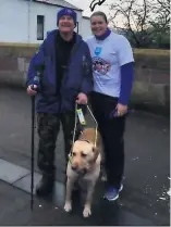  ?? ?? Top team Stacey with pal Scott and his previous guide dog, Milo