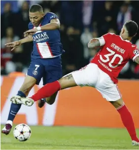  ?? ANSA ?? Kylian Mbappé ha segnato il gol del vantaggio del Paris Saint Germain