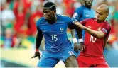  ??  ?? Milionario Paul Pogba, contrastat­o dal portoghese Joao Mario: per il francese lo United offre 123 milioni (Reuters)