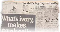  ??  ?? A report in The Courier of the first day of Scotland’s match with the West Indies in 1980 at Forthill which was halted by rain.