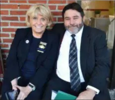  ?? SUBMITTED PHOTO ?? In this file photo, Chester County Sheriff Carolyn “Bunny” Welsh, left, poses with Les Neri, president of the Pennsylvan­ia Fraternal Order of Police, during the Chester County Law Enforcemen­t Memorial.