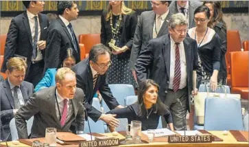  ?? Stephanie Keith Getty Images ?? DURING emergency U.N. Security Council talks, Ambassador Nikki Haley said the U.S. would “look at every country that does business with North Korea as a country that is giving aid to their ... nuclear intentions.”