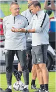  ?? FOTO: DPA ?? Links Leipzigs neuer, alter Trainer Ralf Rangnick, rechts sein neuer Co-Trainer Jesse Marsch.