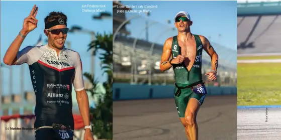  ??  ?? Jan Frodeno took Challenge Miami
Lionel Sanders ran to second place at Challenge Miami