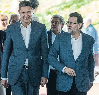  ?? MANÉ ESPINOSA ?? El president del PPC, Xavier García Albiol, i el president del Govern espanyol, Mariano Rajoy