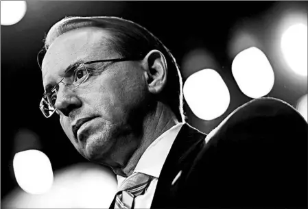  ?? BRENDAN SMIALOWSKI/GETTY-AFP ?? Deputy Attorney General Rod Rosenstein called The New York Times report “inaccurate.”