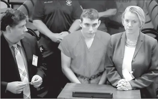  ??  ?? NIKOLAS CRUZ. Comparece por primera vez ante la justicia.