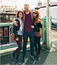  ??  ?? Clockwise from above: the sisters with Spadge’s husband Rick in 2016; Rosie, left, and Spadge as children, and in their pushchairs