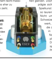  ??  ?? offEnEs gEhEiMnis: Der korpus des emT JSD P6.0 ist nach unten offen. Die Ziffernfol­ge 6.0 gibt den kleinsten Verrundung­sradius des abtastdiam­enten an, dessen Schliff der Hersteller „multi facet polished profile“nennt.