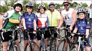  ?? All photos by Michelle Cooper Galvin ?? Loreto, Paudie, Maggie O’Leary, Jerry O’Callaghan, Sean Óg and Ross O’Leary Gneeveguil­la participat­ing in the Sliabh Luachra Cycle from Rathmore on Sunday.