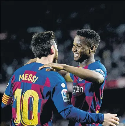  ?? FOTO: MANEL MONTILLA ?? Messi conectó con Ansu Fati más que con ningún otro compañero en el partido del domingo ante el Levante