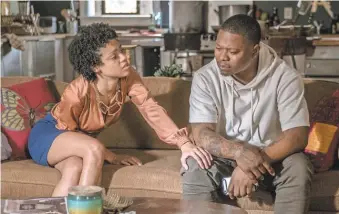  ?? MATT DINERSTEIN/ SHOWTIME ?? Jerrika ( Tiffany Boone) and Brandon ( Jason Mitchell) help keep “The Chi” grounded.