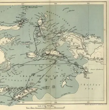  ??  ?? below Map showing Wallace's route taken from his book The Malay
Archipelag­o (1869)