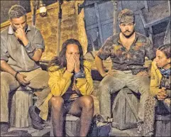  ??  ?? Not a game: “Survivor” contestant Jeff Varner (left) was fired from his day job after outing Zeke Smith (second from right) as transgende­r.