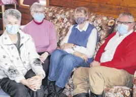  ?? CHELSEY GOULD ?? Katherine Reed, Jockie Loomer-kruger, Mary Petrie and Dick Cotterill meet Sunday afternoons for Quaker worship outside of Truro.