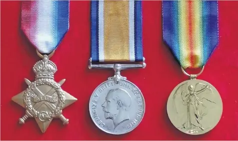  ??  ?? AWARDS: The war medals nicknamed, from left, Pip, Squeak and Wilfred.