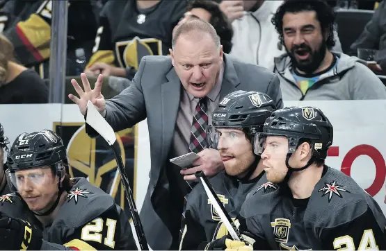 ?? DAVID BECKER/THE ASSOCIATED PRESS ?? Golden Knights coach Gerard Gallant, who was a Jack Adams Award finalist with the Florida Panthers in 2016, is the favourite for coach of the year.