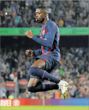  ?? ?? Dembélé celebra el 1-0 contra el Athletic en el Camp Nou.