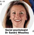  ?? ?? Social psychologi­st Dr Sandra Wheatley