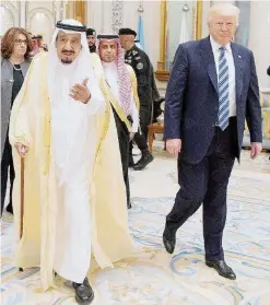  ?? Ansa ?? Alleato principale Re Salman riceve Trump a Ryad il 21 maggio