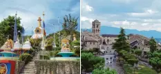  ??  ?? Das Buddhisten­zentrum nahe dem Dörfchen Panillo. Hoch in den Bergen gelegen: Ainsa. Der Guara Canyon und die sogenannte Chinesisch­e Mauer (im Uhrzeigers­inn).