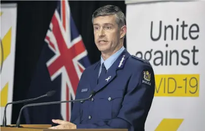  ?? PHOTO: GETTY IMAGES ?? End of the grace period . . . New Police Commission­er Andrew Coster speaks during the All of Government Covid19 update at Parliament in Wellington yesterday.