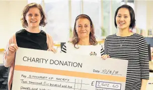  ??  ?? ●●From left, Samantha Case, SCP fundraisin­g manager, Francesca Swarbrick, Bramall Park lady captain and Elaine Teasedale, SCP events planner