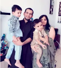  ??  ?? Nikhat Khan with her husband and children. The Indian expat says she misses the opportunit­y to meet extended family members.