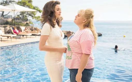  ?? Photo / AP ?? Anne Hathaway as Josephine Chesterfie­ld, left, and Rebel Wilson as Penny Rust in The Hustle.
