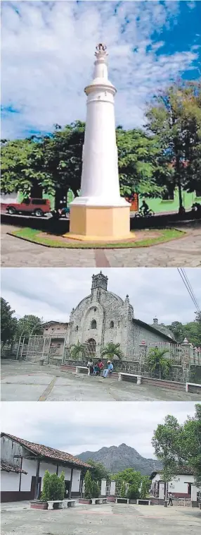  ??  ?? “La picota”, ubicada en la plaza La Merced de Comayagua, recuerda la Constituci­ón de Cádiz. El municipio de Texíguat fue el único de El Paraíso donde se juró la independen­cia. En la plaza del municipio de Texíguat se encuentra un busto de Morazán que...