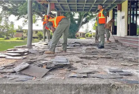  ?? Photo: Inoke Rabonu ?? Engineers from the Republic of Fiji Military Forces are on Bau Island to carry out necessary repairs to the Ulunivuaka (the traditiona­l meeting house of Bau) ahead of the Great Council of Chiefs Meeting that will take place on the island on May 23-25. The GCC was last convened in 2012 and it was last held in Bau in 1968.